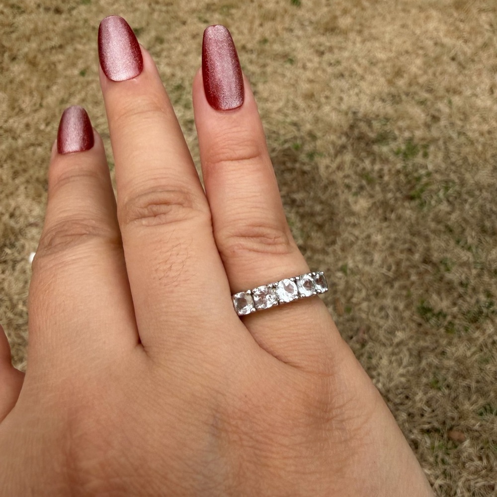 925 Sterling Silver-Dazzling Silver Ring with Clear Stones